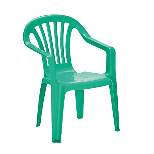 KHG Kinderstuhl mit Armlehne in Grün, Gartenstuhl, Sessel für Kinder mit 27 cm Sitzhöhe | aus Kunststoff stapelbar, kippsicher, wetterbeständig | Sitzgelegenheit für Innen- und Außenbereich von KHG