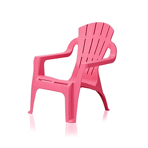 KHG Kinderstuhl mit Armlehne in Pink, Gartenstuhl, Sessel für Kinder mit 27 cm Sitzhöhe | aus Kunststoff stapelbar, kippsicher, wetterbeständig | Sitzgelegenheit für Innen- und Außenbereich von KHG