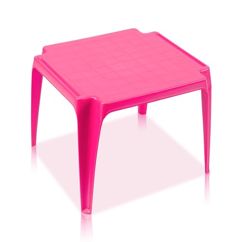 KHG Kindertisch pink für Garten & Kinderzimmer, Outdoor, Pflegeleichte Oberfläche, robust wetterfest, kindgerechte Höhe 44 x 50 x 50 cm von KHG