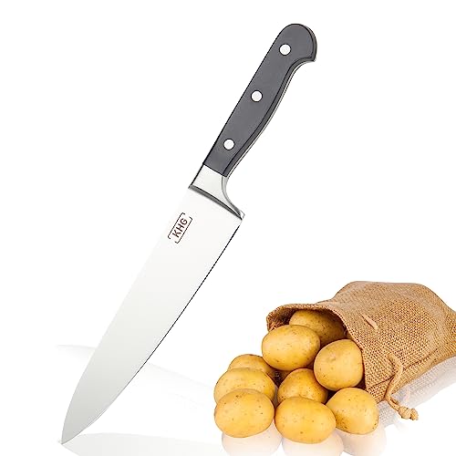 KHG Kochmesser Messer Küchenmesser | 20,32 cm Klinge aus rostfreiem Stahl | ergonomischer Griff mit Fingerschutz, 3-fach vernietet von KHG
