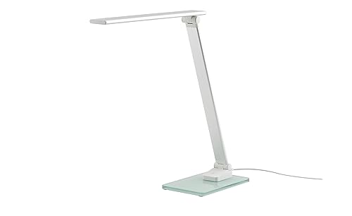 KHG LED-Schreib-Tischleuchte aus Metall, 3-Stufen-dimmbar mit Touchschalte, Farbtemperatur CCT (Warmweiß) 3.000 K, 1-flammig, 220 lm Lichtleistung, für Arbeitszimmer und Büro, Farbe:Weiß von KHG