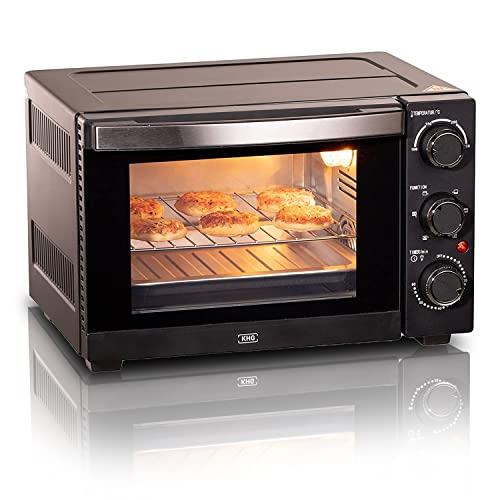 KHG Minibackofen MBO-15S in schwarz mit Umluft, Ober-/Unterhitze, 15l Garraum, Brotbackofen, inkl. 6 Funktionsstufen, Timer, Innenbeleuchtung, Backblech, Entnahmegriff, Grillrost von KHG