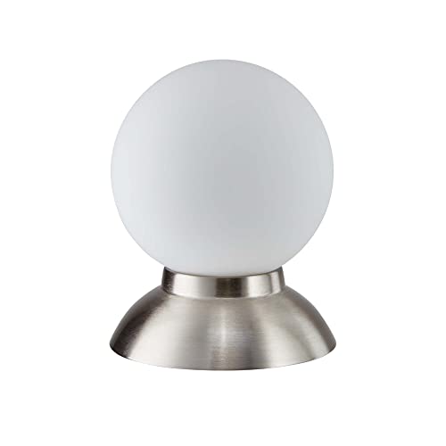 KHG | Nachttischlampe in Silber | Leuchtmittelfassung: E14 | Maße: 28,5cm x 12cm | Tischleuchte mit Touchfunktion und Dimmfunktion | Leselampe fürs Schlafzimmer von KHG