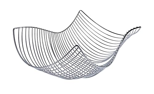 KHG Obstkorb aus Edelstahl in silberfarben, verchromt, modern und dekorativ, bessere Luftzirkulation durch die Gitterstruktur, viel Platz für Obst, multifunktional, für Wohnzimmer, Esszimmer und Küche von KHG