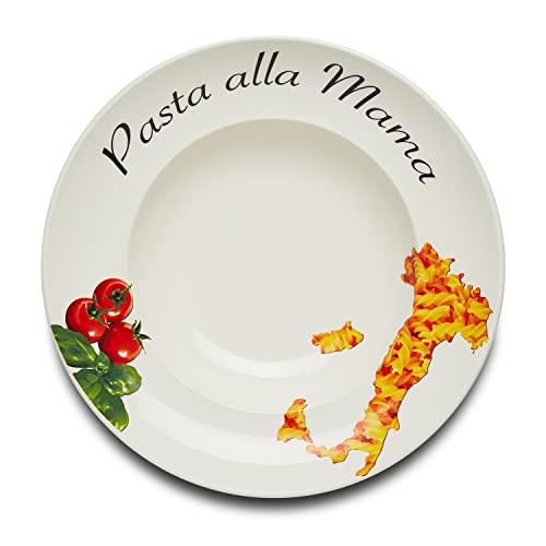 KHG Pastateller, extra groß mit 30cm Durchmesser in Pasta alla Mama Print, perfekt für Gastro und Zuhause, hochwertiges Porzellan, Suppenteller, Salatteller, Spühlmaschinengeeignet KHG Pastateller, extra groß mit 30cm Durchmesser in Pasta alla Mama Print, perfekt für Gastro und Zuhause, hochwertiges Porzellan, Suppenteller, Salatteller, Spühlmaschinengeeignet von KHG