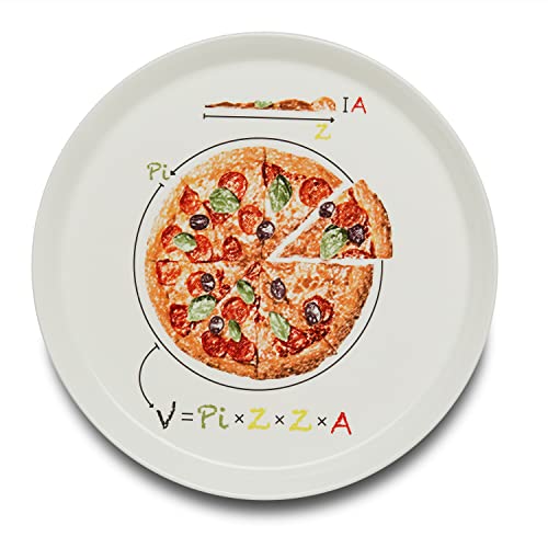 KHG Pizzateller, extra groß mit 30cm Durchmesser in Formel Print, perfekt für Gastro und Zuhause, hochwertiges Porzellan, Spühlmaschinengeeignet & perfekt Stapelbar im zeitlosem Design von KHG