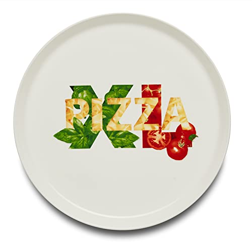 KHG Pizzateller, extra groß mit 33cm Durchmesser in XL1 Print, perfekt für Gastro und Zuhause, hochwertiges Porzellan, Spühlmaschinengeeignet & perfekt Stapelbar im zeitlosem Design von KHG