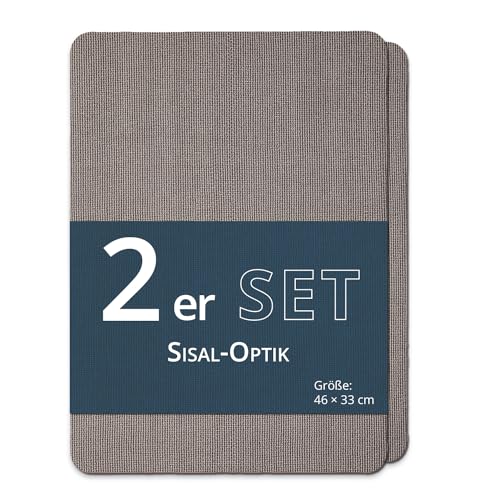 KHG Platzmatte 2er Set Anthrazit Platzset aus Polyester Sisal-Optik, strapazierfähig, hitzebeständig, abwaschbar, rutschfest, Platzdeckchen 46x33 cm von KHG