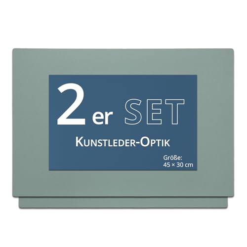 KHG Platzmatte 2er Set Grün Mint Platzset aus Polyester Kunstleder glatt, strapazierfähig, hitzebeständig, abwaschbar, rutschfest, Platzdeckchen 45x30 cm von KHG