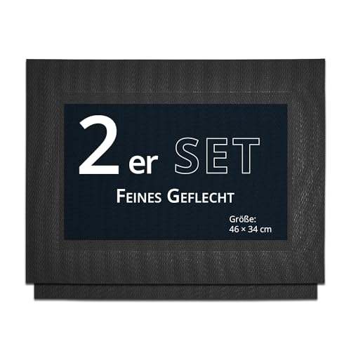 KHG Platzmatte 2er Set anthrazit Platzset aus Polyester Geflecht fein, strapazierfähig, hitzebeständig, abwaschbar, rutschfest, Platzdeckchen 46x34 cm von KHG
