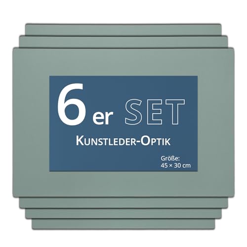 KHG Platzmatte 6er Set Grün Mint Platzset aus Polyester Kunstleder glatt, strapazierfähig, hitzebeständig, abwaschbar, rutschfest, Platzdeckchen 45x30 cm KHG Platzmatte 6er Set Grün Mint Platzset aus Polyester Kunstleder glatt, strapazierfähig, hitzebeständig, abwaschbar, rutschfest, Platzdeckchen 45x30 cm von KHG