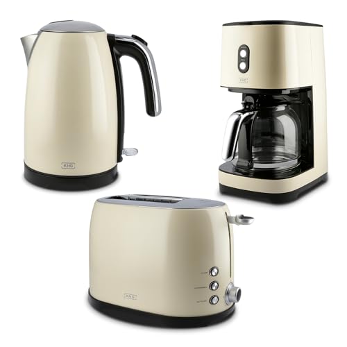 KHG Retro Frühstücksset | Toaster 2 Scheiben mit Brötchenaufsatz, 7 Bräunungsstufen 800W | Wasserkocher 1,7 Liter mit Abschaltautomatik 2200W | 2-teilig Creme KHG Retro Frühstücksset | Toaster 2 Scheiben mit Brötchenaufsatz, 7 Bräunungsstufen 800W | Wasserkocher 1,7 Liter mit Abschaltautomatik 2200W | 2-teilig Creme von KHG