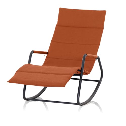 KHG Schaukelliege Rot Orange aus Stahl und wetterfestem Gewebe, ergonomische Sonnenliege, Liegestuhl für drinnen & draußen Relaxliege Gartenliege 110 kg belastbar, 143 x 57 x 57 cm von KHG