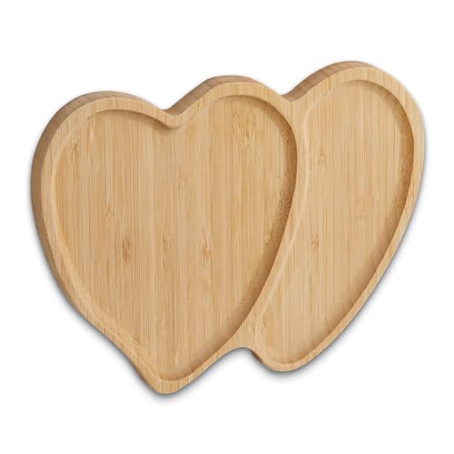 KHG Schneidebrett Herzform Holz Bambus Hackbrett 26x21 cm Küchenbrett Servierunterlage unbeschichtet personalisierbar von KHG