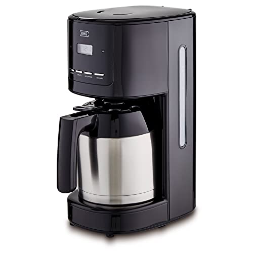 KHG Kaffeemaschine TKA-182 (SE) aus Metall/Kunststoff in schwarz/silber, Kapazität für 12 Tassen, mit Edelstahl-Thermo-Kanne 1,5 Liter, Permanentfilter, Abschaltautomatik, LCD-Anzeige mit Uhr von KHG