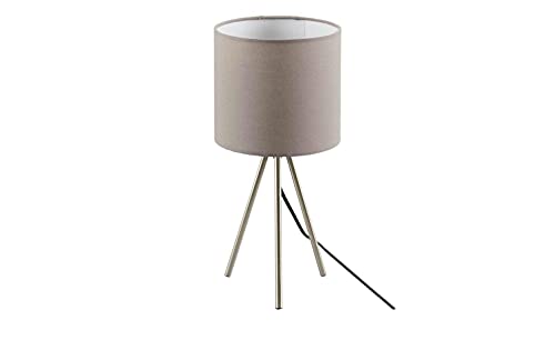 KHG | Tischlampe in Grau aus Metall mit einem Stoffschirm in grau | Leuchtmittelfassung: E14 | Maße: 17,0cm Ø | Basic Tischleuchte 1-flammig | Dreibein von KHG