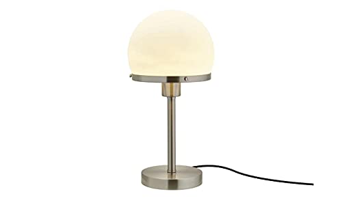 KHG | Tischlampe in Silber | Leuchtmittelfassung: E27 | Maße: 19,5cm Ø | Tischleuchte in Nickel matt | Funktion: 3-Stufen-Touchdimmer | Moderne Tischleuchte von KHG