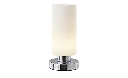 KHG | Tischlampe in silber mit Lampenschirm aus Glas | Leuchtmittel: LED | Maße: 20cm x 12,0cm Ø | LED-Tischleuchte 1-flammig Zeitlos Basic Tischleuchte von KHG
