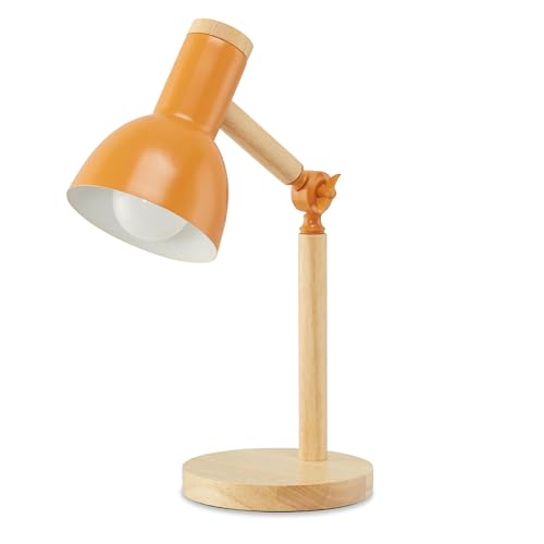 KHG Tischleuchte, 1-flammig orange, verstellbar, aus Bambus & orangem Metall, modernes Design, Höhe 42 cm, perfekt für den Schreibtisch, ideal für Büro & Homeoffice, E27-Fassung von KHG