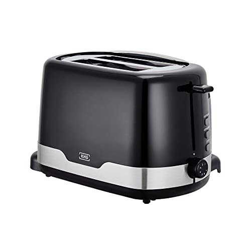 KHG Toaster TO-857 WE2 | Toaster 2 Scheiben Edelstahl Schwarz 850 W | mit Brötchenaufsatz, 7 Bräunungsstufen mit Bräunungskontrolle, Krümelfach, Auftau- und Aufwärmfunktion KHG Toaster TO-857 WE2 | Toaster 2 Scheiben Edelstahl Schwarz 850 W | mit Brötchenaufsatz, 7 Bräunungsstufen mit Bräunungskontrolle, Krümelfach, Auftau- und Aufwärmfunktion von KHG