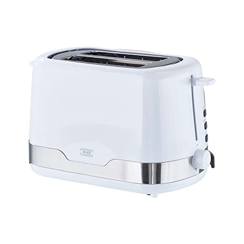 KHG Toaster TO-857 WE2 | Toaster 2 Scheiben mit Brötchenaufsatz | 7 Bräunungsstufen mit Bräunungskontrolle, Krümelfach | 850 Watt Leistung | Außengehäuse - Weiß, Klassisch von KHG