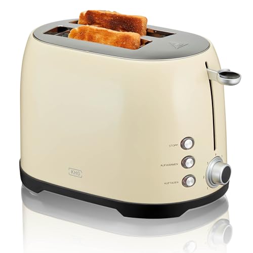 KHG Toaster TO-858 CE | Toaster 2 Scheiben Creme 800 W | mit Brötchenaufsatz, 7 Röstgradstufen mit Bräunungsgradkontrolle, Krümelfach, Auftau- und Aufwärmfunktion KHG Toaster TO-858 CE | Toaster 2 Scheiben Creme 800 W | mit Brötchenaufsatz, 7 Röstgradstufen mit Bräunungsgradkontrolle, Krümelfach, Auftau- und Aufwärmfunktion von KHG