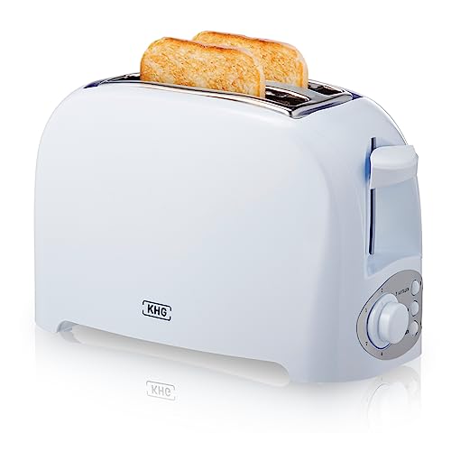 KHG Toaster TO-755 W | Toaster 2 Scheiben Weiß 750 W | mit Brötchenaufsatz, 7 Bräunungsstufen mit Bräunungskontrolle, Krümelfach, Auftau- und Aufwärmfunktion von KHG