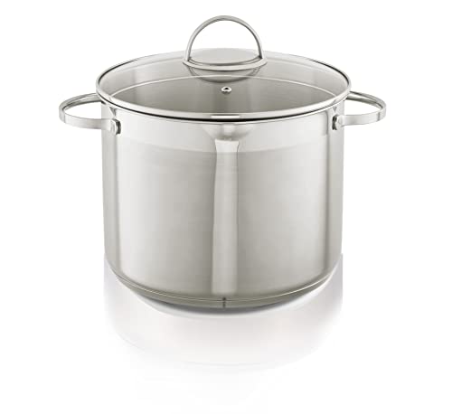 KHG Topf XXL Kochtopf 26 cm, 10 Liter Induktion, Edelstahl unbeschichtet inkl. Glasdeckel | hoher Suppentopf, Großraumtopf, Gemüsetopf | spülmaschinengeeignet, für alle Herdarten geeignet KHG Topf XXL Kochtopf 26 cm, 10 Liter Induktion, Edelstahl unbeschichtet inkl. Glasdeckel | hoher Suppentopf, Großraumtopf, Gemüsetopf | spülmaschinengeeignet, für alle Herdarten geeignet von KHG