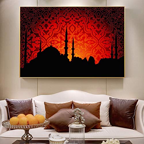 DIY 5D Diamant Malerei Kit 5D Diamantkunst,Allah muslimische islamische Moschee Hintergrundkarte Leinwand Kunst Gemälde Ramadan Moschee dekorative Poster und drucken Wandkunst Bilder von KHGKF