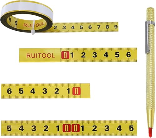 KHIRY 3 Stück Selbstklebendes Maßband, Metrisches Maßband zum Aufkleben, 2X 1m Links Nach Rechts, 1x 1m Rechts Nach Links, 1x 2m Der Mitte Nach Links Nach Rechts von KHIRY