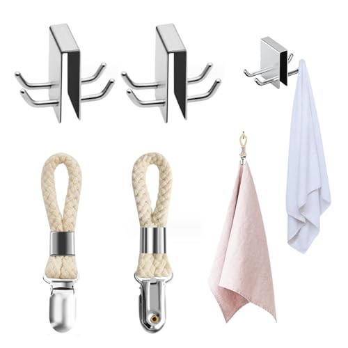 KHIRY Gancio da Parete per Doccia Set di 4, Gancio per Asciugamano Porta Rasoio con Cuscinetto di Protezione per Spugna, Gancio da Parete per Doccia in Acciaio Inox per Vetro di Spessore 11-12 mm KHIRY Gancio da Parete per Doccia Set di 4, Gancio per Asciugamano Porta Rasoio con Cuscinetto di Protezione per Spugna, Gancio da Parete per Doccia in Acciaio Inox per Vetro di Spessore 11-12 mm von KHIRY