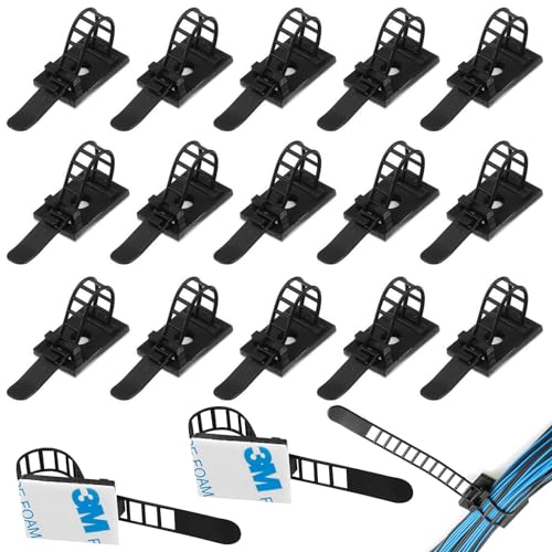 KHIRY Kabelclips Die selbstklebenden 100er-Set Verstellbare Kabelbinder - Hochwertig, Langlebig und Vielseitig - Ideal für Schreibtisch, Netzkabel und Mehr! von KHIRY