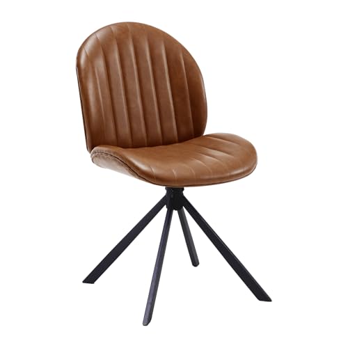 KHISCHMO Schreibtischstuhl Bürostuhl aus Leder Ergonomischer Drehstuhl mit Mittlerer Rückenlehn Schneidersitz Sessel ohne Rollen für Büros und Schlafzimmer, Braun KHISCHMO Schreibtischstuhl Bürostuhl aus Leder Ergonomischer Drehstuhl mit Mittlerer Rückenlehn Schneidersitz Sessel ohne Rollen für Büros und Schlafzimmer, Braun von KHISCHMO