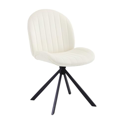 KHISCHMO Schreibtischstuhl Bürostuhl aus Samt Ergonomischer Drehstuhl mit Mittlerer Rückenlehn Schneidersitz Sessel ohne Rollen für Büros und Schlafzimmer, Weiß von KHISCHMO