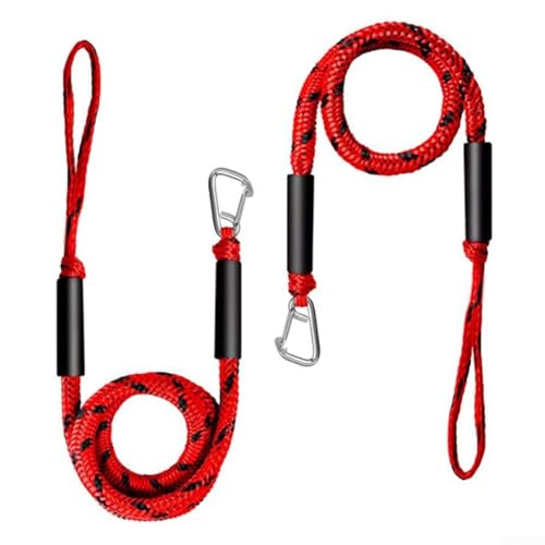 2 Stück 45 1,5 m Bungee-Dockleine für Boote, zuverlässiges Festmacherseil mit Schnellverbindungsschnalle und Anti-Waschbecken-Schwimmern (rot, schwarz, blau) von KHIronHive