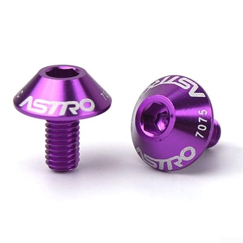 2 Stück M5 x 12 Flaschenhalter-Befestigungsschrauben, Aluminiumlegierung, 7075, leichte Schrauben, verschleißfest, für Mountainbike, Rennrad, Rahmen (lila) von KHIronHive