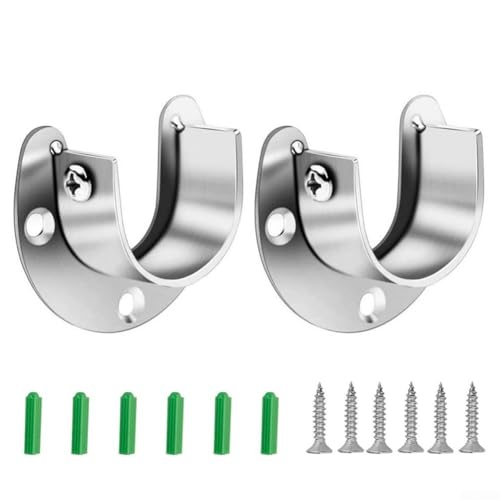 2 Stück robuste Schrankstangenstützen, Edelstahl-Flanschhalter für Kleiderschrank-Anwendungen (32 mm) von KHIronHive