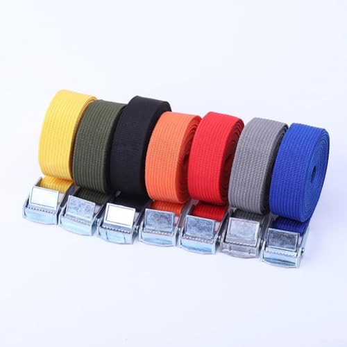 2 m Nylon-Zurrgurt mit Nockenschnalle für Fracht und Gepäck, Polyester-Gurtband für robuste Transport- und Aufbewahrungslösungen (grau) von KHIronHive