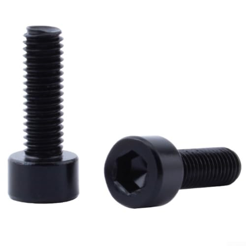 2 x eloxierte Aluminium-Fahrrad-Wasserflaschenhalterschrauben, M5 x 15 mm Sechskantschrauben (schwarz) von KHIronHive