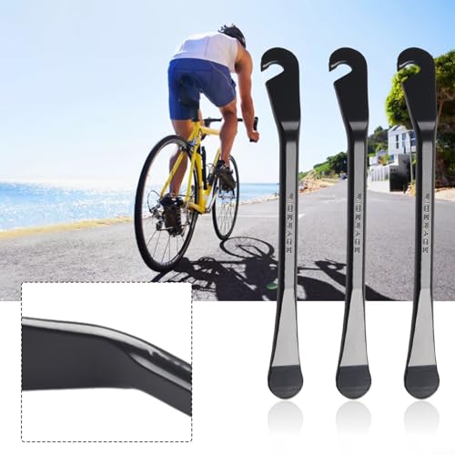 3 x Fahrradreifenheber, stabile und praktische Werkzeuge für schnellen Reifenwechsel (schwarz) von KHIronHive