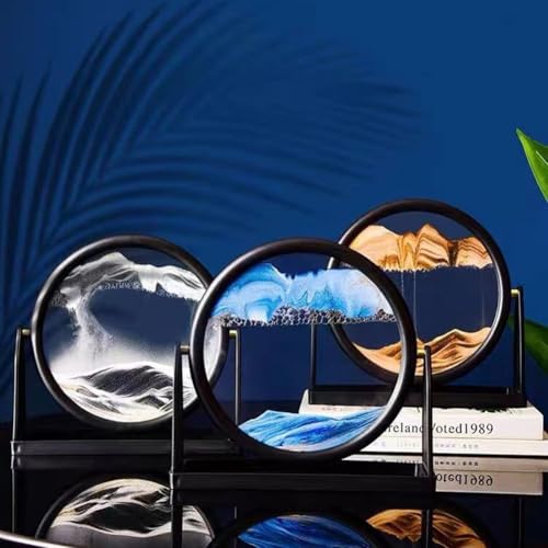 3D Sand Motion Dekorativer Rahmen mit Treibsand-Malerei mit sich nicht wiederholenden Mustern, unterstützt Entspannung und Stimmungsverbesserung im Innenbereich (blau) von KHIronHive