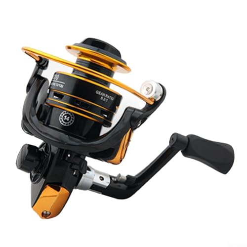 Angelrolle für reibungsloses Werfen, Metallspule für alle Angelbedingungen, komfortable Handhabung (Gelb 6000) von KHIronHive