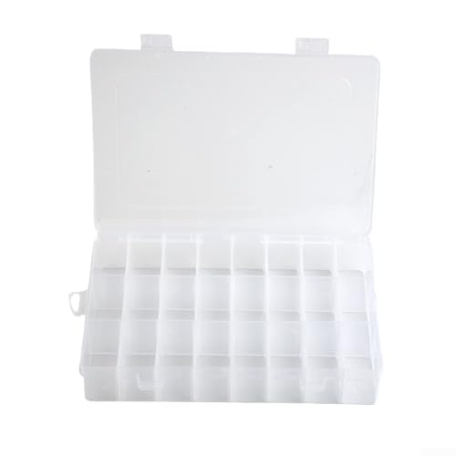 Aufbewahrungsbox aus Kunststoff mit 24 Fächern, für Schmuck, Perlen und Kleinteile, abschließbares, staubdichtes Design, transparenter Deckel für einfache Betrachtung von KHIronHive
