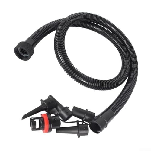 Aufblasbarer Luftpumpenschlauch 1,2 m mit 5 Anschlussdüsen für Kajak Paddle Board Schwimmzubehör Schwarz PVC Ersatzschlauch für Gummiboot Surfbrett Aufblasbare Matratze von KHIronHive