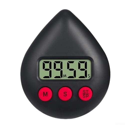 Badezimmer-Timer mit wasserdichtem Design, kompakte Größe und Speicherfunktion für Benutzerfreundlichkeit (schwarz) von KHIronHive