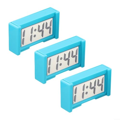 Digitale Uhr für das Armaturenbrett, kleines LCD-Display mit selbstklebender Halterung, wasserdicht, bruchfest, PVC, batteriebetrieben, Blau, Weiß, Schwarz, 3 Stück Digitale Uhr für das Armaturenbrett, kleines LCD-Display mit selbstklebender Halterung, wasserdicht, bruchfest, PVC, batteriebetrieben, Blau, Weiß, Schwarz, 3 Stück von KHIronHive