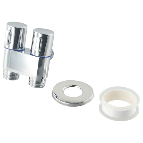 Doppelsteuerung Waschmaschine Wasserhahn WC Dreieck Ventil 1 in 2 Out Legierung Metall Griff Drehschalter Dual Steckdosen Badezimmer Bidet Sprüher Küche Spüle Garten von KHIronHive