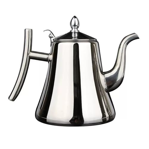 Edelstahl-Teekessel mit eingebautem Teesieb für losen Tee, Verwendung auf Induktionsherden oder offenen Herden, verdickter Griff und stabiler, schwerer Boden (2,0 l Silber) von KHIronHive