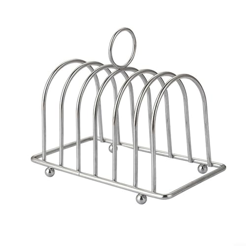 Edelstahl Toasted Brot Rack Halter 6 Scheiben Servieren Esszimmer Ständer Küche Organizer für Zuhause Restaurant Cafe Lebensmittel Display Werkzeug Hohe Füße Erhöhen Toast Kühltablett von KHIronHive