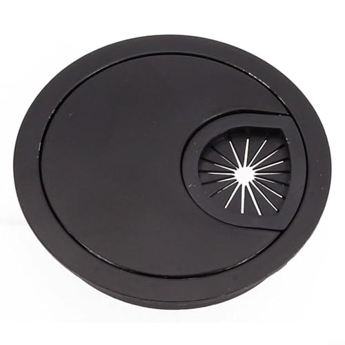 Effiziente Drahtabdeckung für Computertische, drehbares Design für einfaches Kabelmanagement (schwarz, 60 mm) von KHIronHive